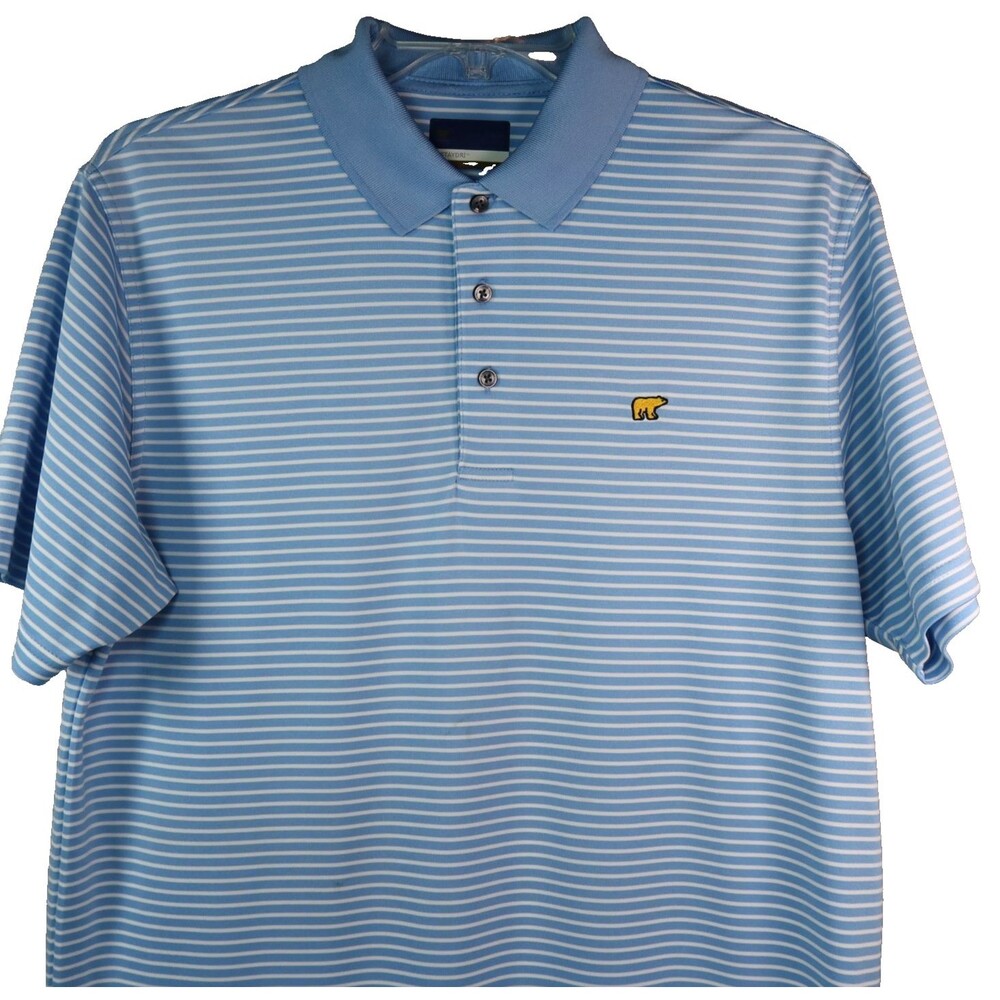 Jack Nicklaus StayDri Golf Polo Shirt Men's Size Large Blue & White Striped